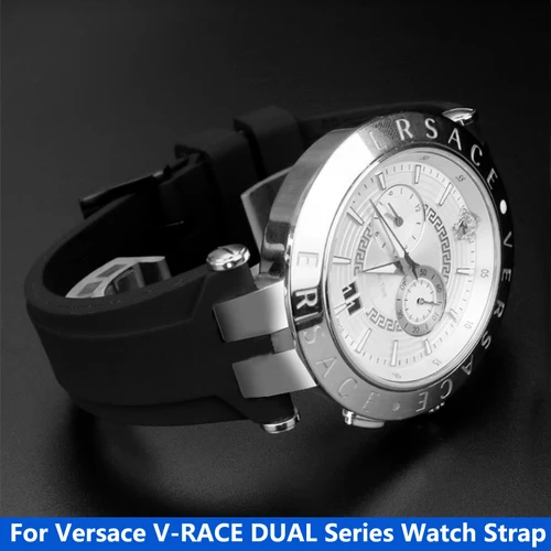 Imagen 1 del producto Correa de goma para reloj Versace V-RACE, correa de silicona convexa cóncava, serie DUAL, accesorios, pulsera impermeable para hombre, 24mm