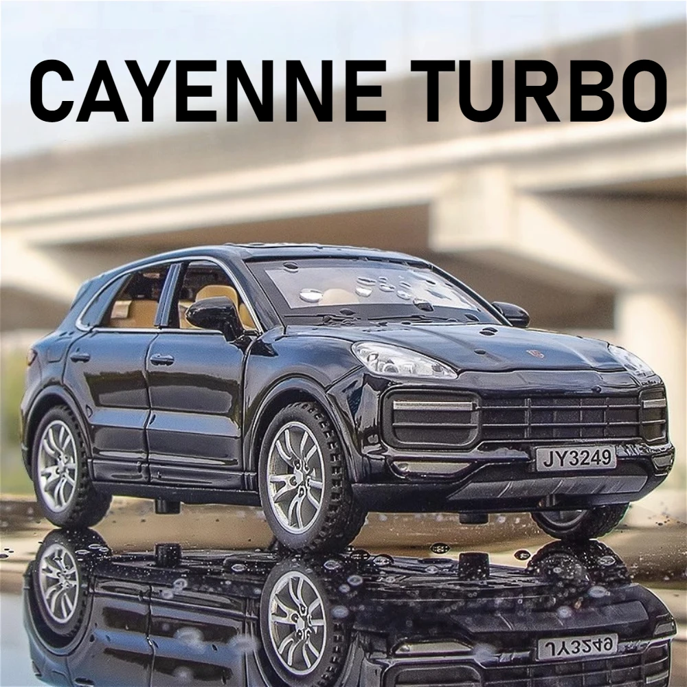 1:32 Cayenne Turbo Taycan Luxury Car Model Toy Diecast Metal Sound Light Pull Back Miniature Supercar Models Holiday Presents