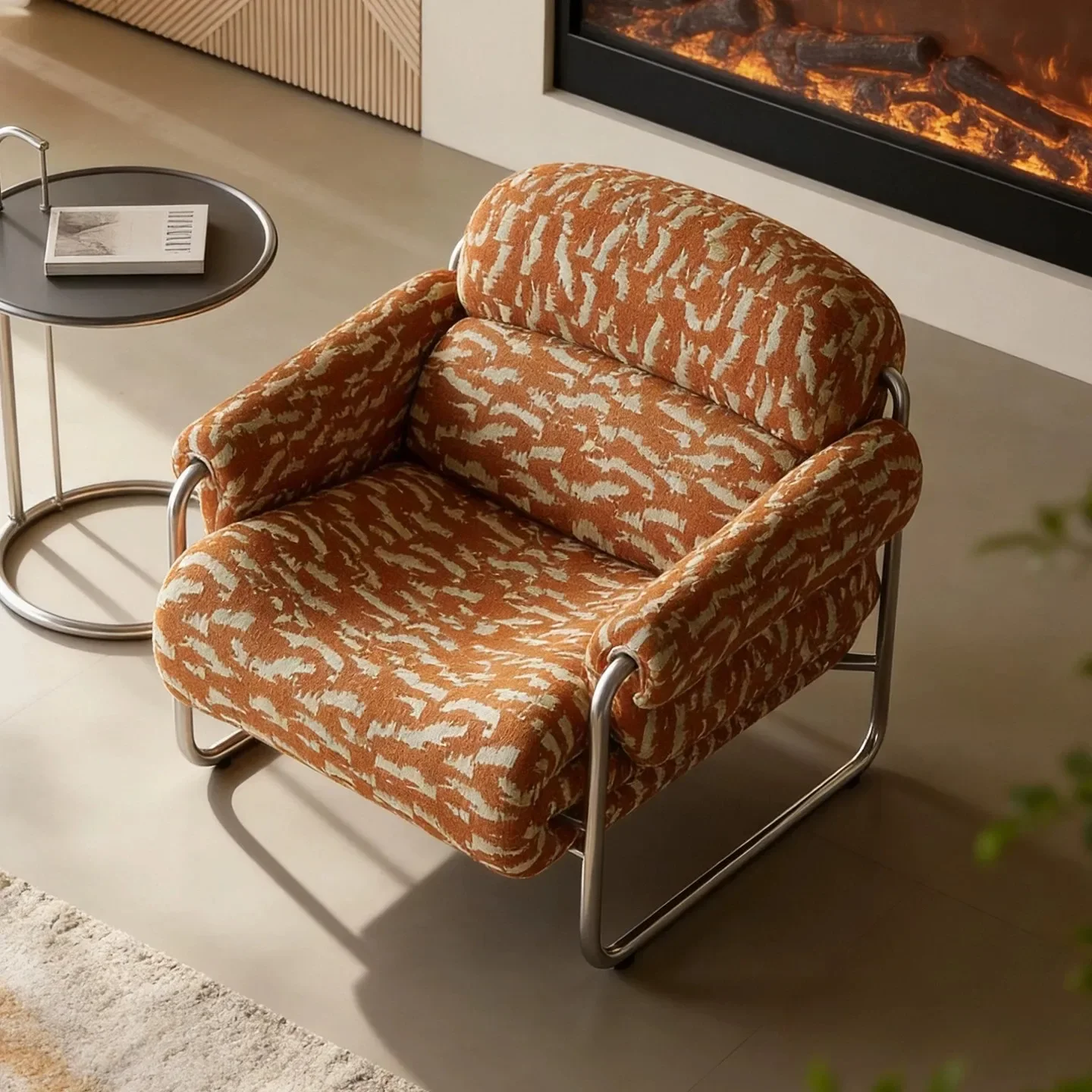 Light luxury cotton and linen fabric leisure medieval living room balcony villa lazy leisure recliner