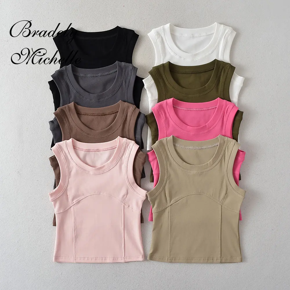 American Round Neck Vests 2023 Summer New Fashion Sexy Women's Crop Tops Sling Vest Camis