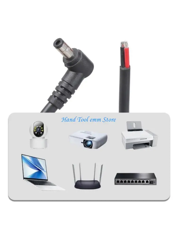 

H37F 90 ° угловой DC5525 мужской шнур линии шнурки открытый конец голой проволоки для светодиодных камер Черный