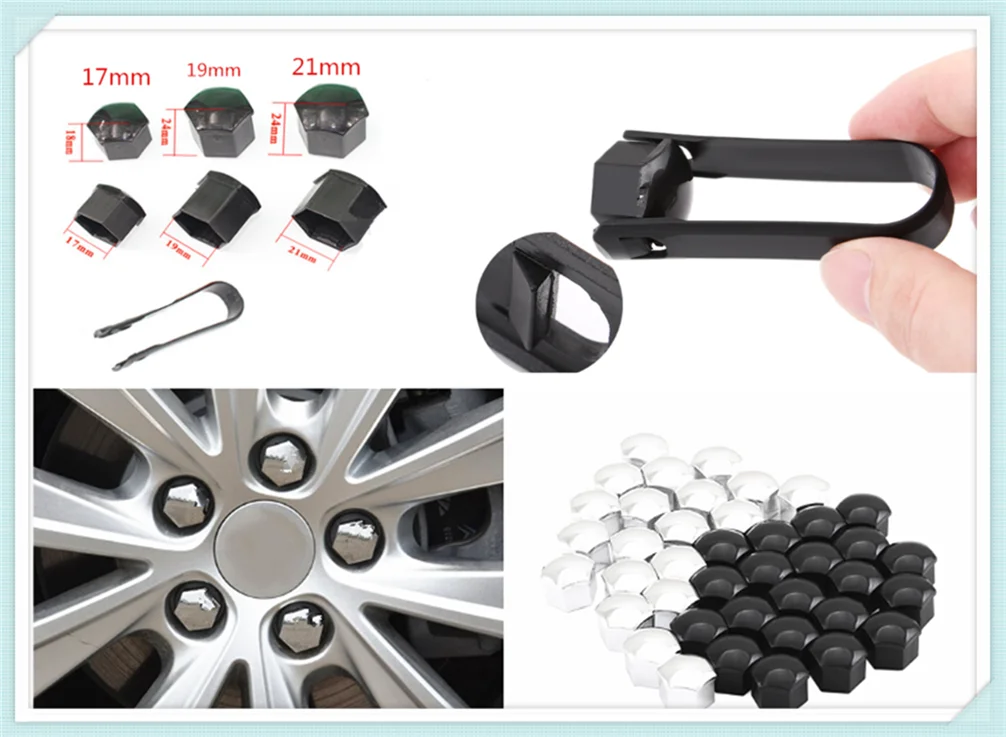 20Pcs car wheel nut cap screw housing decoration 17mm 19mm 21mm for Peugeot 206 307 406 407 207 208 308 508 2008 3008 4008