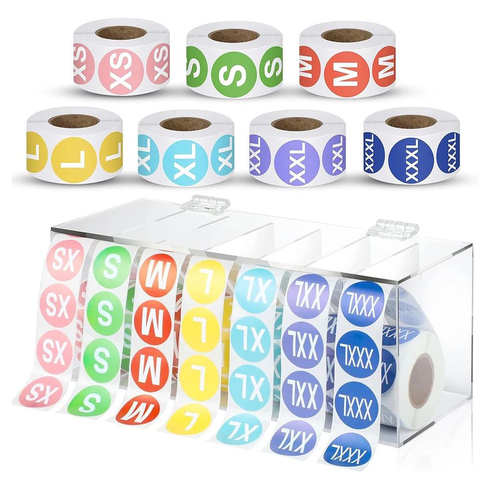 Clear Acrylic Dispenser for 3500 Sticker Rolls Size Labels Organize For TShirts Stickers for Home School Office