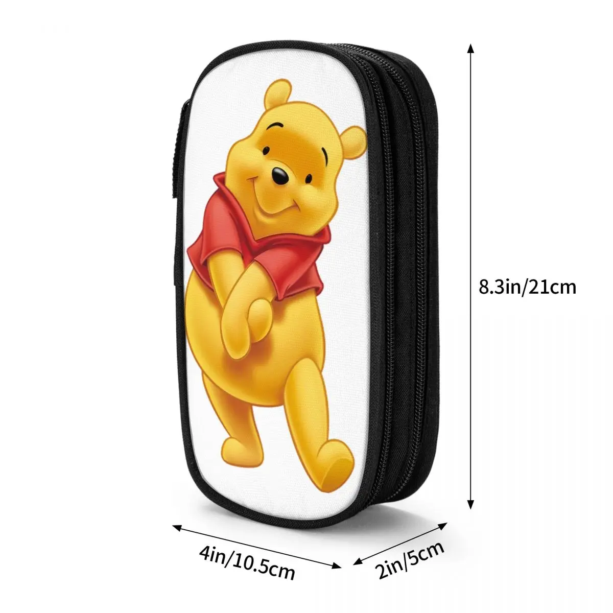 Imagem -03 - Winnie The Pooh Estojo de Dupla Camada para Mulheres Caixa de Caneta Grande Bolsa de Maquiagem Urso Kawaii Acessórios Escolares Presente de Aniversário