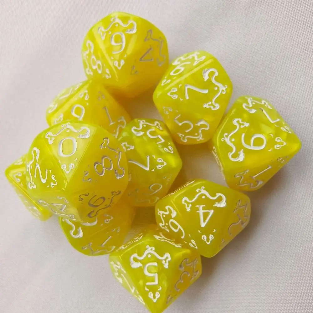 10PCS Creative Acrylic Dragon Themed Dice Set D10 Yellow Purple Gold Red Dice For Table Games Polyhedral Table Games Dice Gift