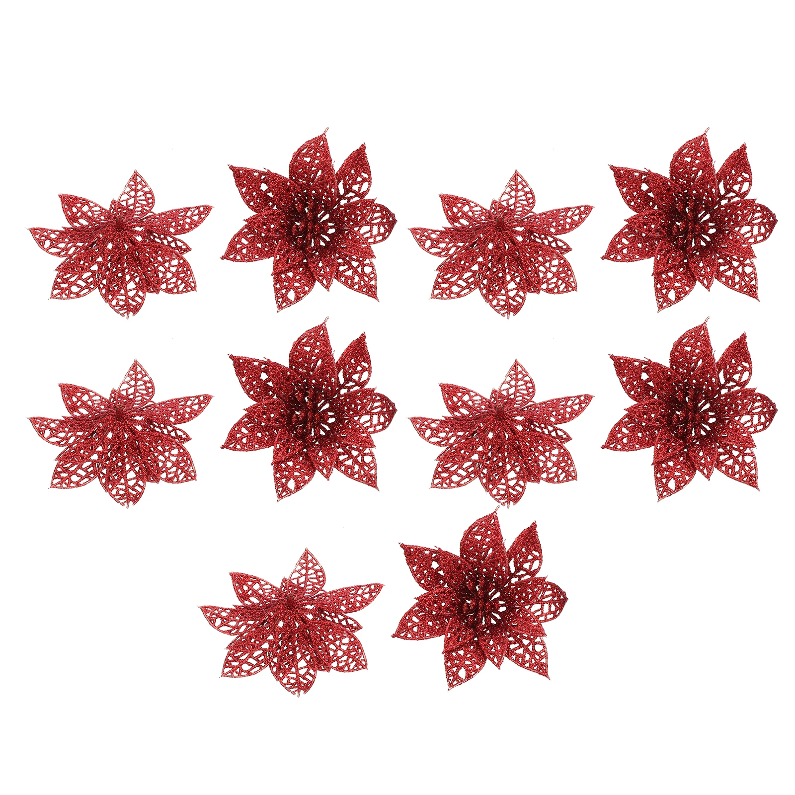 

10 Pcs Decorative Hanging Kits Realistic Flowers for Xmas Tree Hollowed Out Artificial Accessories Wedding Party Festive