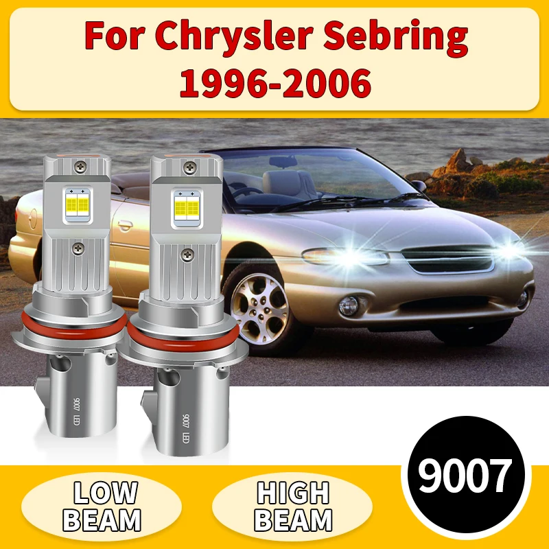 

2PCS 9007 LED Headlight Bright 6500K White for Cars Plug & Play 30000LM Hi-Lo Beam Bulbs 12V For Chrysler Sebring 1996-2006