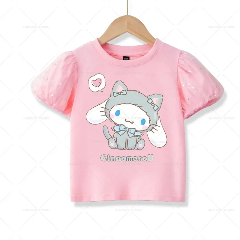 Cat Cinnamoroll Cartoon Printed Stickers For Clothes Sanrio Cute Kuromi Patches Iron on Transfers On Kids Girl T-shirt Applique