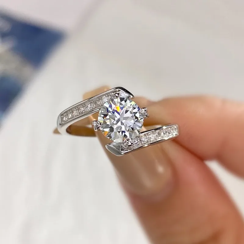 

Кольцо DWJ с муассанитом, 1 карат, обручальные кольца с блестящим бриллиантом для женщин и девочек, подарок обещания, стерлинговое серебро 925 пробы, ювелирные изделия