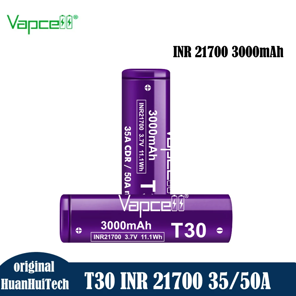 Original Vapcell T30 INR 21700 3000 mAh 35A/50A 3.7V แบตเตอรี่ 21700 ชาร์จ high-power li-ion แบตเตอรี่สําหรับไฟฉาย