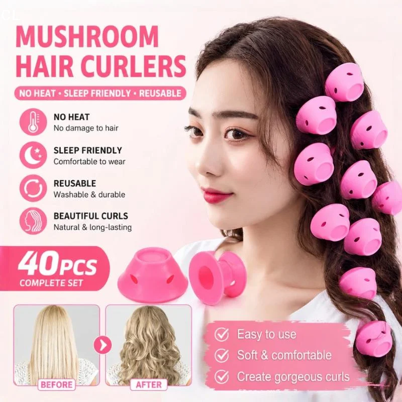 10/20/30PCS Mushroom Bell Curler Sleeping Curl Reusable Heatless Hair Roller TPR Sleeping Curler Lazy-Friendly Hair Styling Too