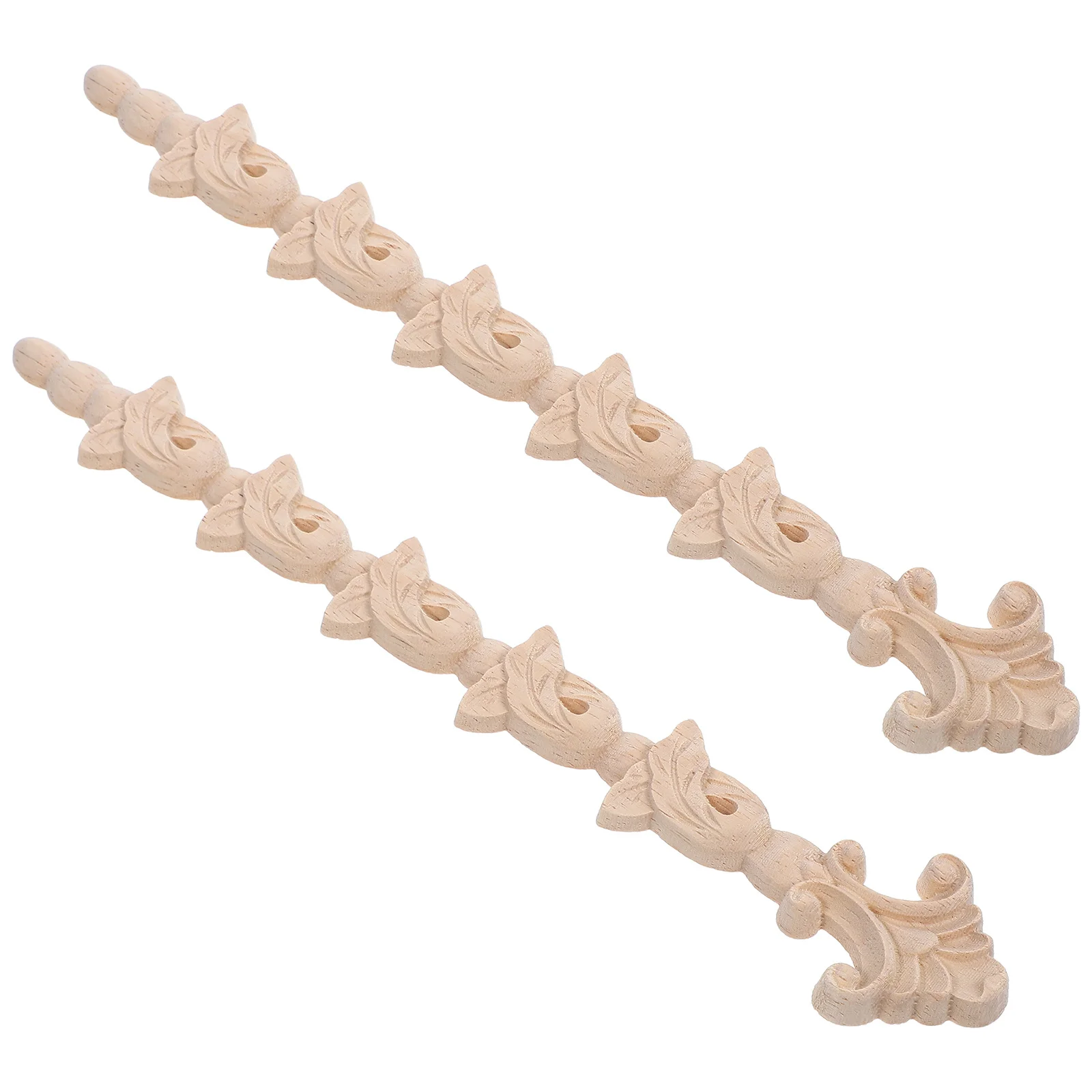 

2pcs Solid Wood Appliques Natural Unpainted Carved Onlays For Furniture Decoration Doors Walls Cabinets Beds Fireplace Mantels