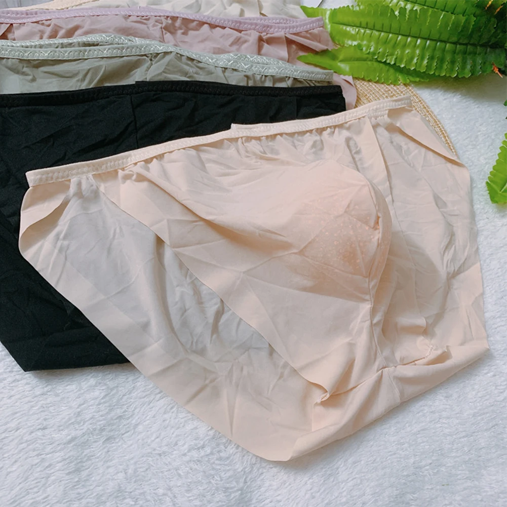 Мужское легкое нижнее белье, модные бесшовные трусы из ледяного шелка с низкой посадкой, нижнее белье, выпуклая сумка, трусики, нижнее белье, шорты