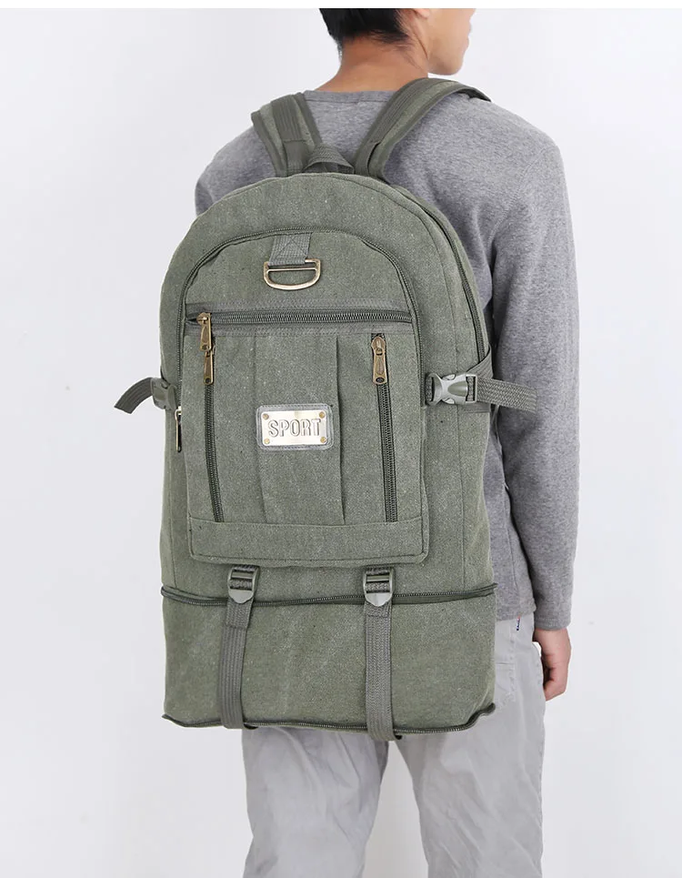 Tas Buku Pelajar Bapa Kapasitas Besar Kanvas Retro Tas Hiking Tas Travel Tas Besar Tas Bahu Lembut