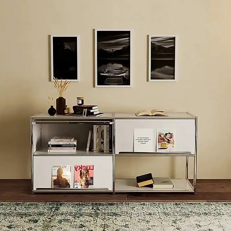 Dining side Stainless steel module combination Medieval cabinet Multifunctional storage sofa side cabinet
