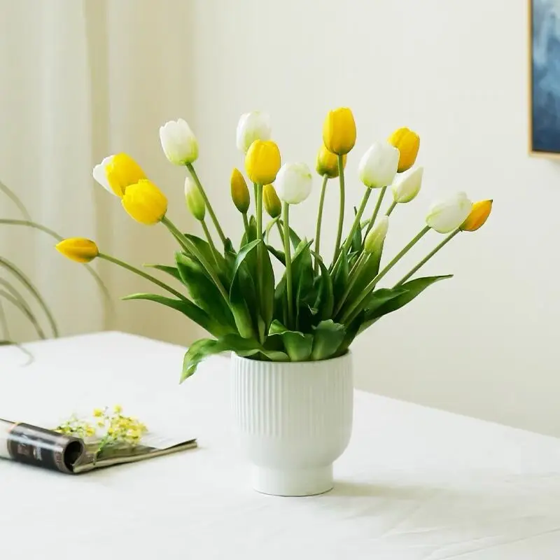 

20PCS Flowers Silicone Yellow Tulip Bouquet Real Touch High Quality Calla House Warming Gift Artificial Flower Wedding- INDIGO