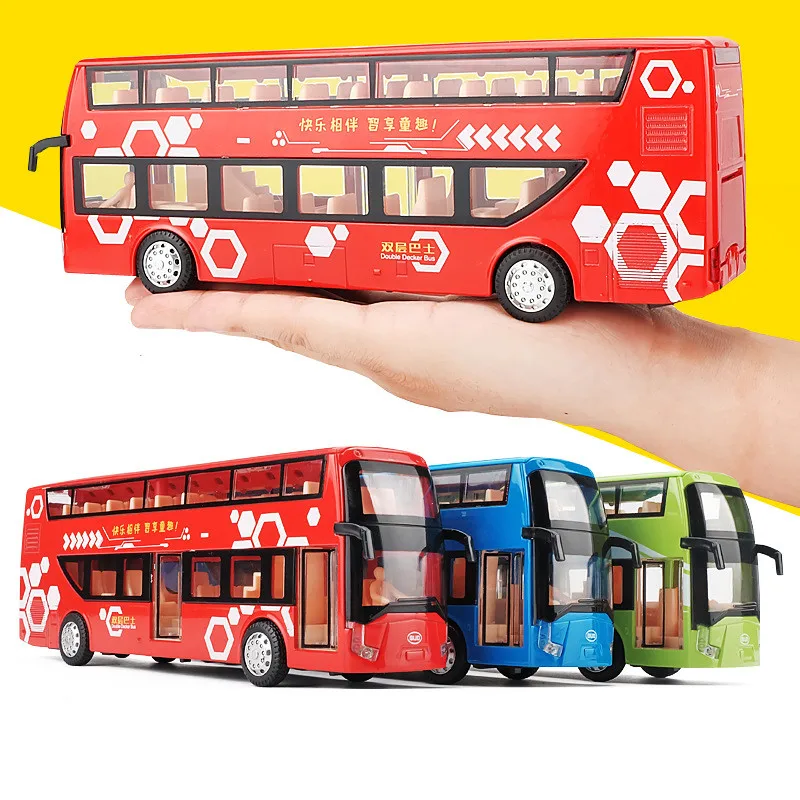 1:32 alloy pull back bus model, high imitation double decker bus,flash toy vehicle, free shipping