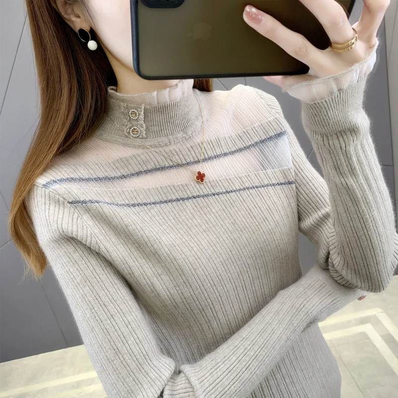 

High-End Knitted Sweater Women's Base Layer irt No Pilling Autumn Winter Long Sve High Collar Regular Fit Single Piece