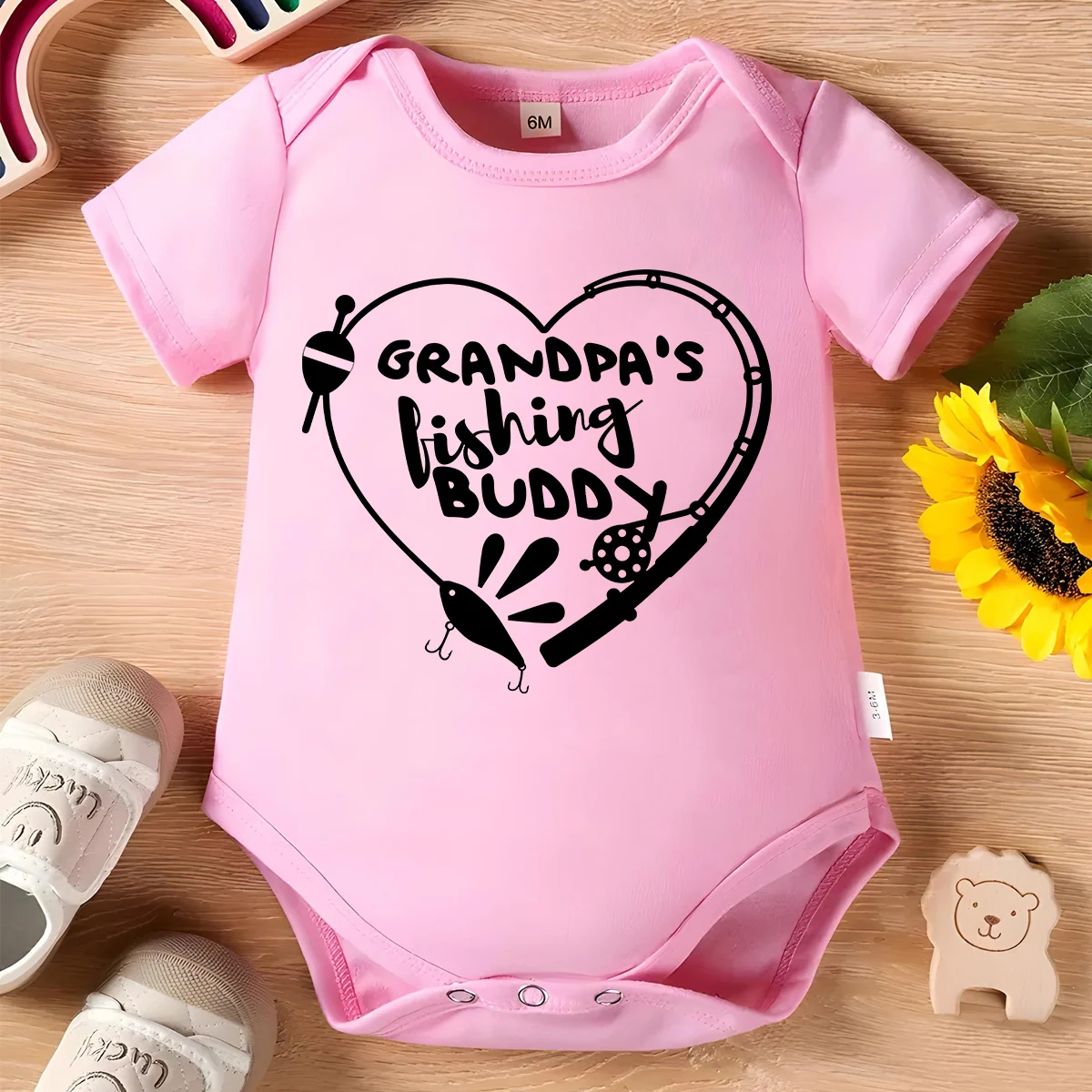 

100% Cotton Onesie Grandpa's Fishing Buddy Print Bodysuit Comfortable Cloth for Baby Jumpsuit for 0 To 12 Months Newborn