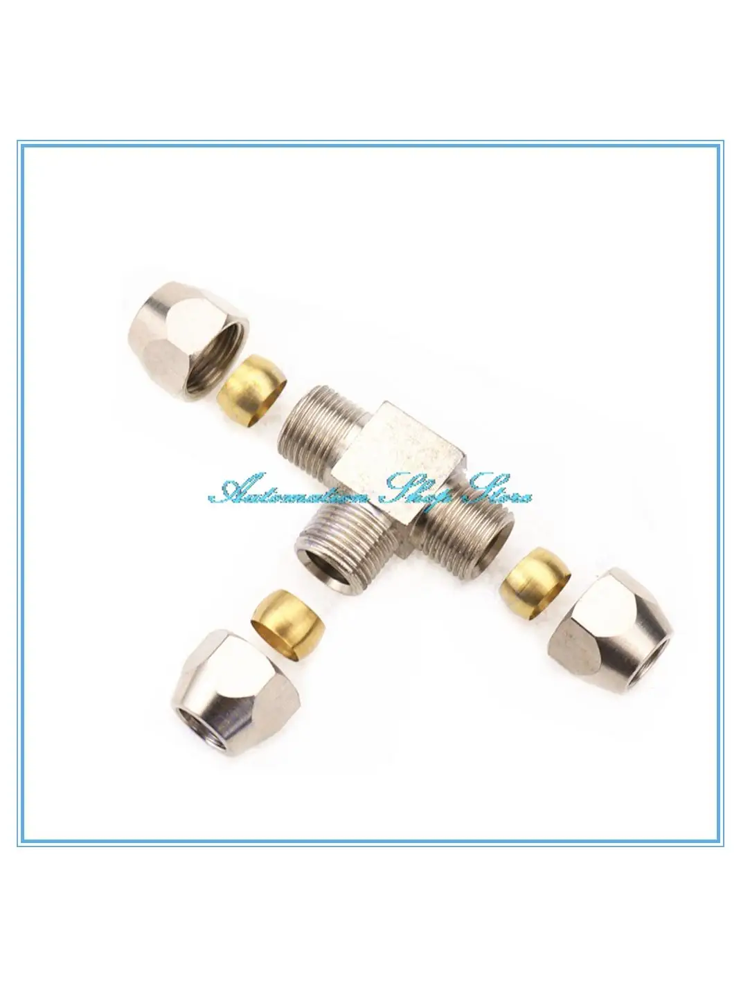 Złączki pneumatyczne mosiężne typu T 4 6 8 10 12mm OD, złączki zaciskowe do rur, złączki kompresyjne do rur, złączki PE — zdjęcie 2