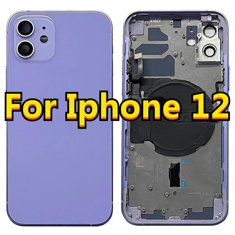 For Iphone 12 Full Assembly Back Housing New Change Repair Middle Chassis Frame Back Cover Battery Rear Door Parts