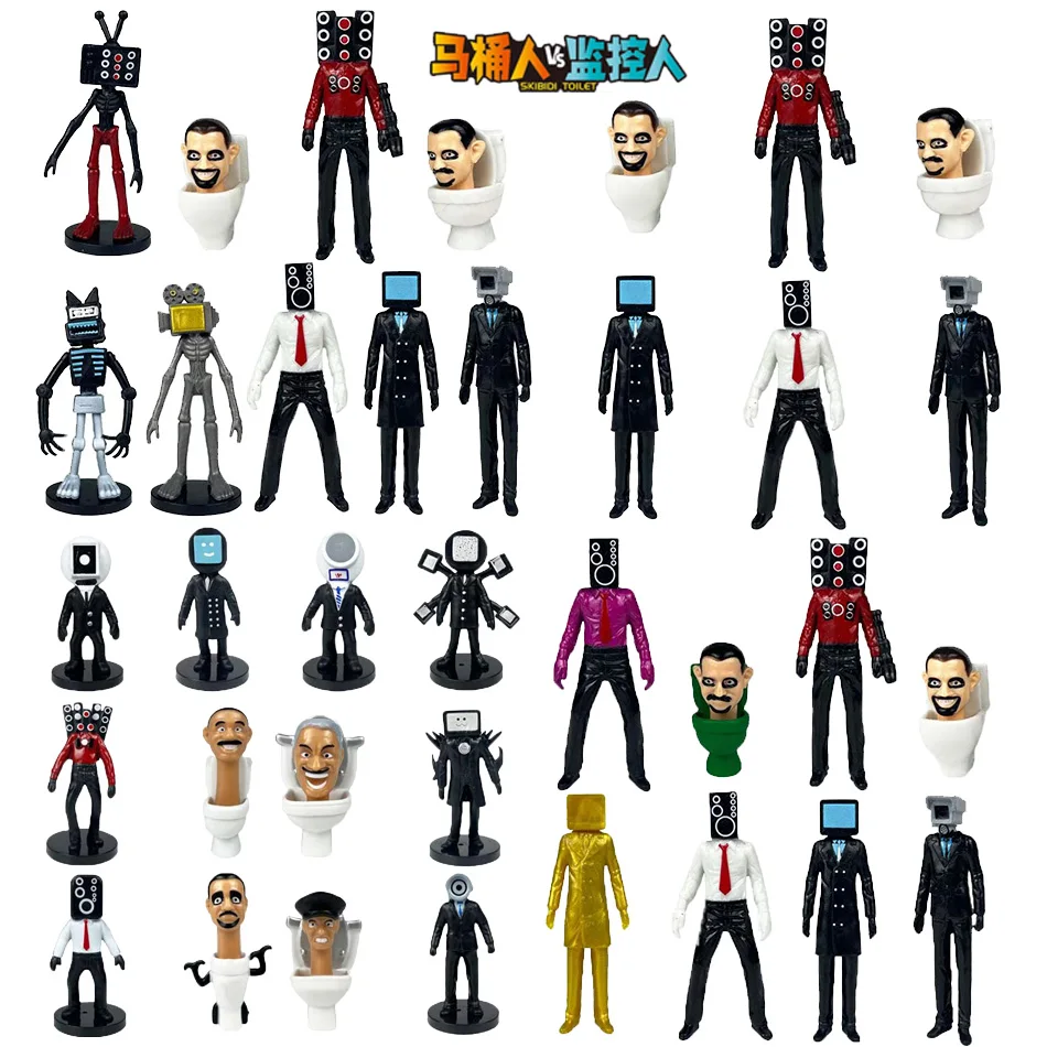 Nuevo 6 uds/8 uds/9 uds/12 uds/juego Skibidi figura de baño juguetes VS altavoz hombre TV hombre Camara hombre figuras de acción muñecas Fans regalo