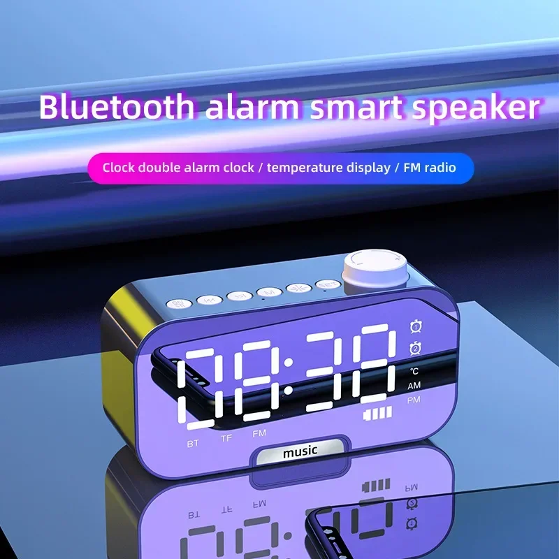 Smart Bluetooth Speaker Clock Mirror Sound Alarm Digital Clock Speakers