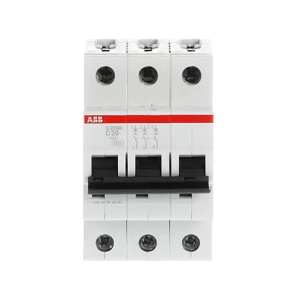 4 pcs S203M-D20 10113502 2CDS273001R0201 Miniature Circuit Breaker - S200M - 3P - 20 A - D - (AC) 10 kA
