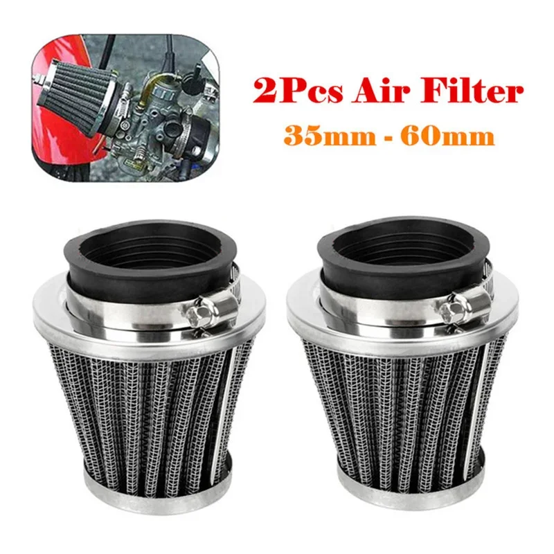 2Pcs 35/39/42/44/48/50/52/54/60mm Universal Clamp On Motorcycle Air Filters Mushroom Head Cleaner For ATV Pit Dirt Bike Scooter