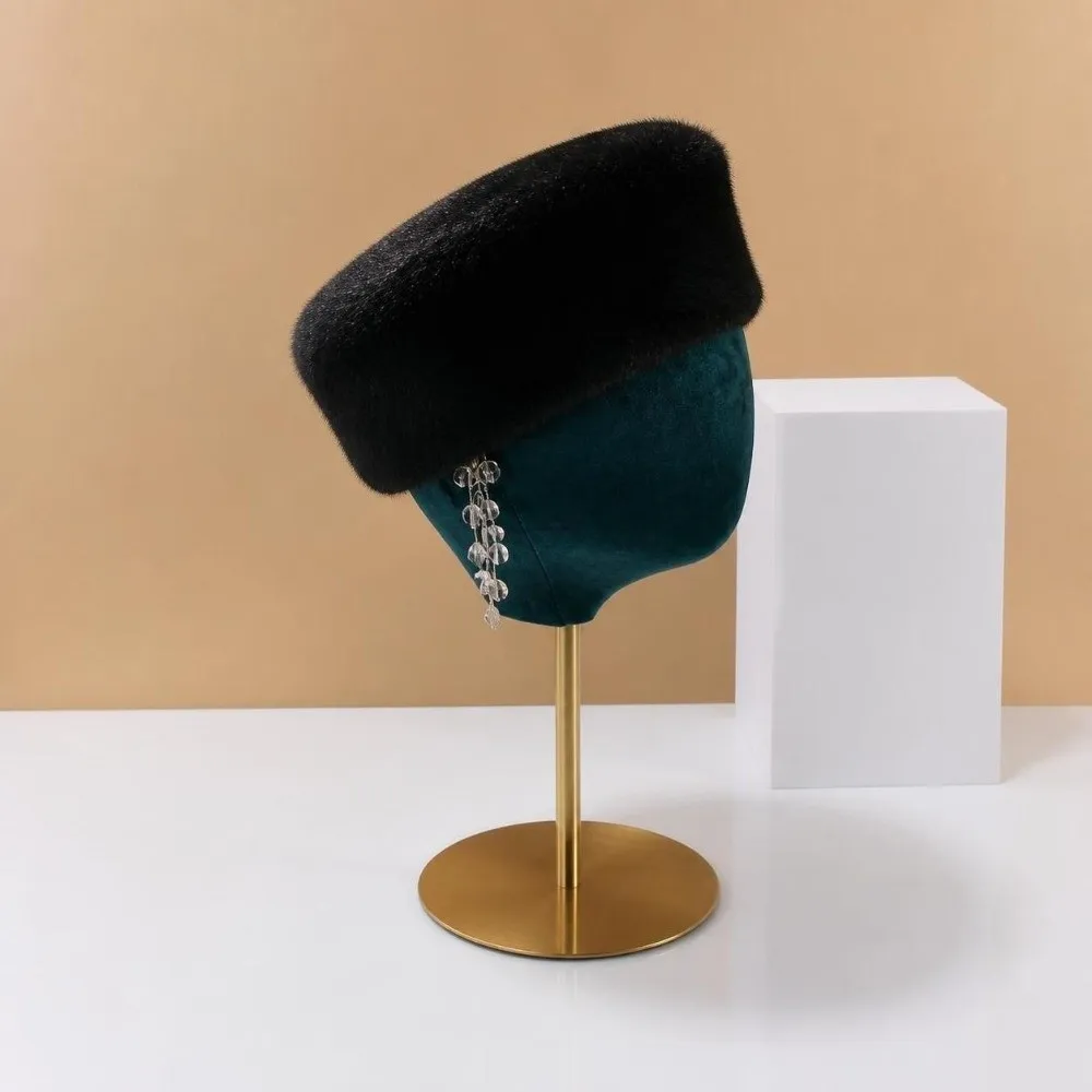 Durable Faux Mink Fur Pillbox Hat Texture Warm Flat Top Hat Versatile Flat Top Beret Hat Women's Fashion