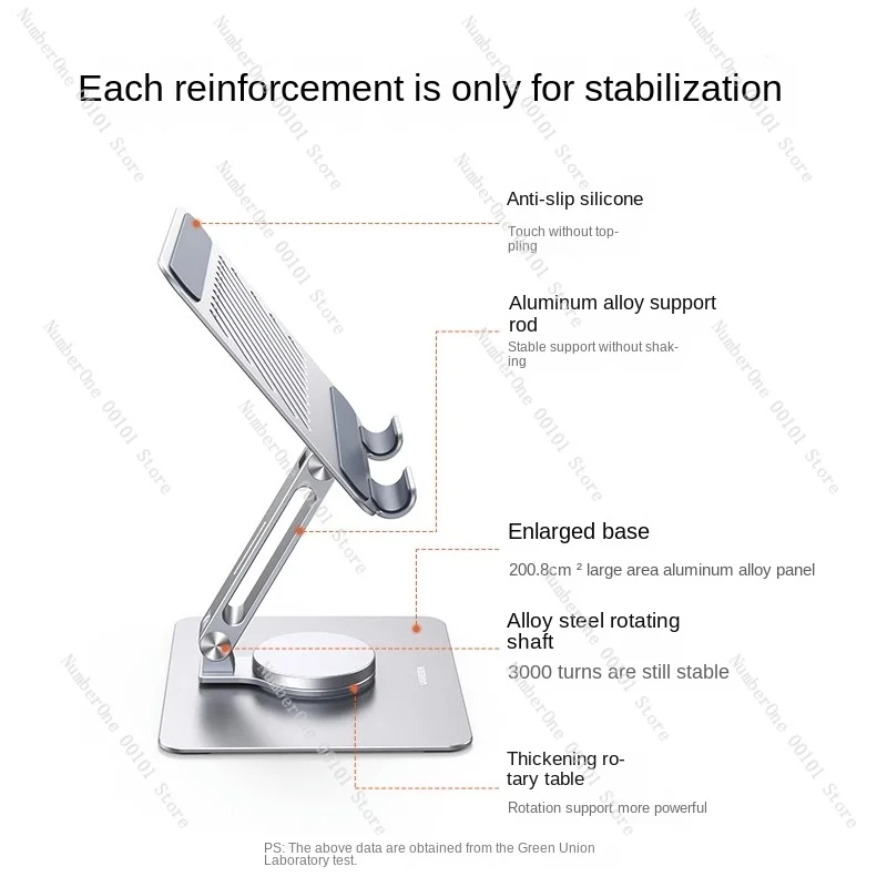 iPad pro bracket desktop support frame 360 degree rotating aluminum alloy pad adjustable lift folding portable