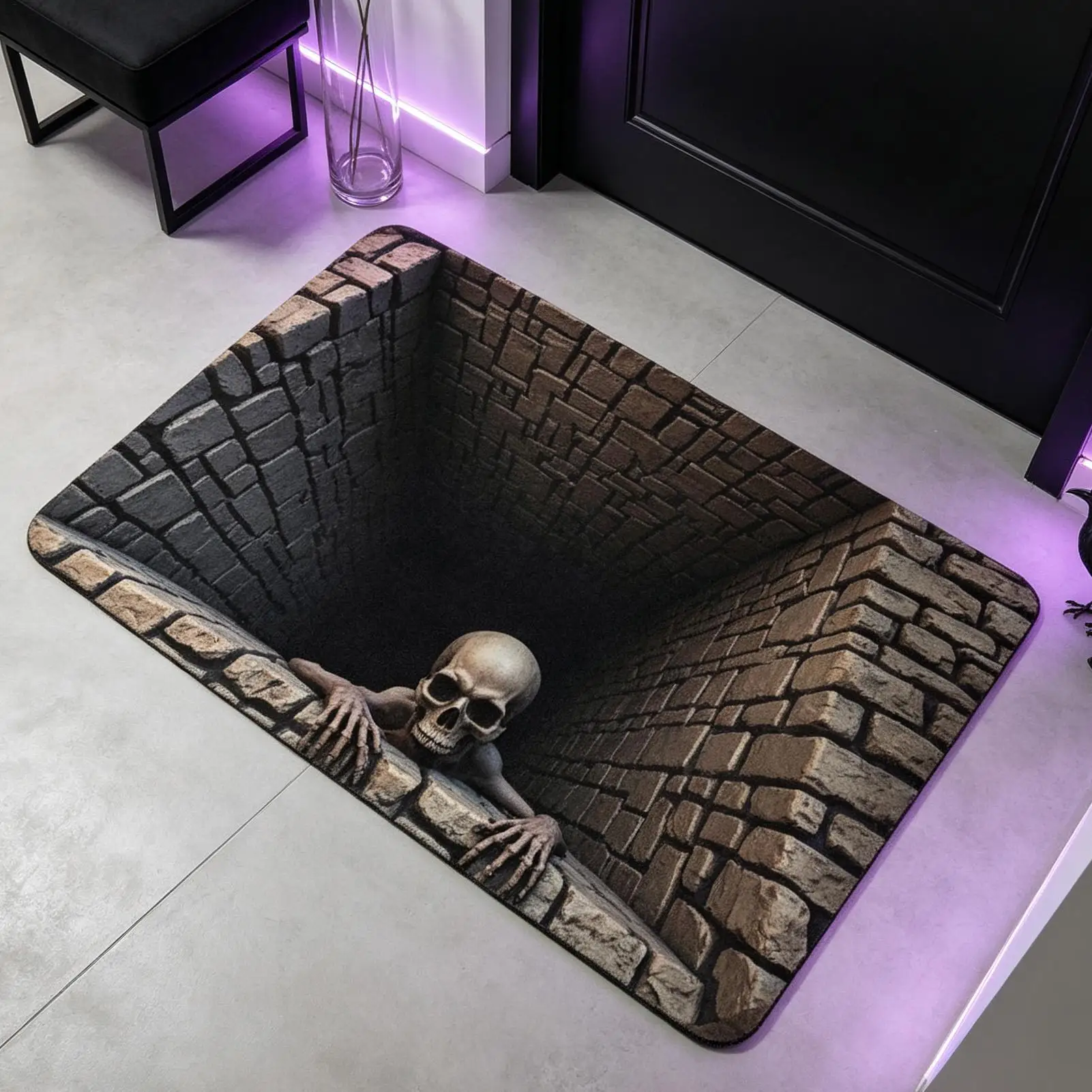 3D Halloween Welcome Ghost Skeleton Optical Illusion Door Soft Mat Entrance Entry Door Rug Indoor Outside Machine Decor Gifts