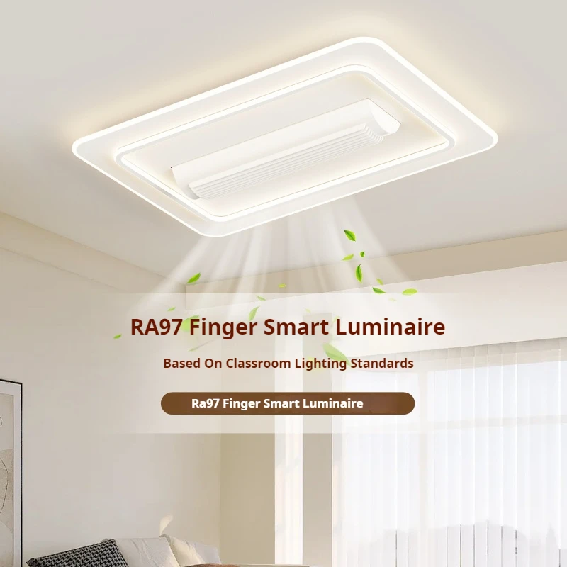 Lâmpadas LED Full Spectrum Bladesess Ventilador de Teto, Regulável com Controle Remoto, Iluminação Interior Moderna, Sala e Quarto, Metal e Acrílico