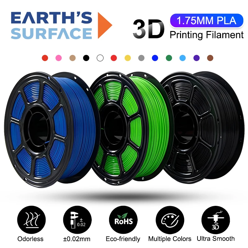 

Universal PLA Filament 1.75mm 1kg High Precision Neatly Wound No Bubble Eco-Friendly Smooth 3D Printing Material for FDM Printer