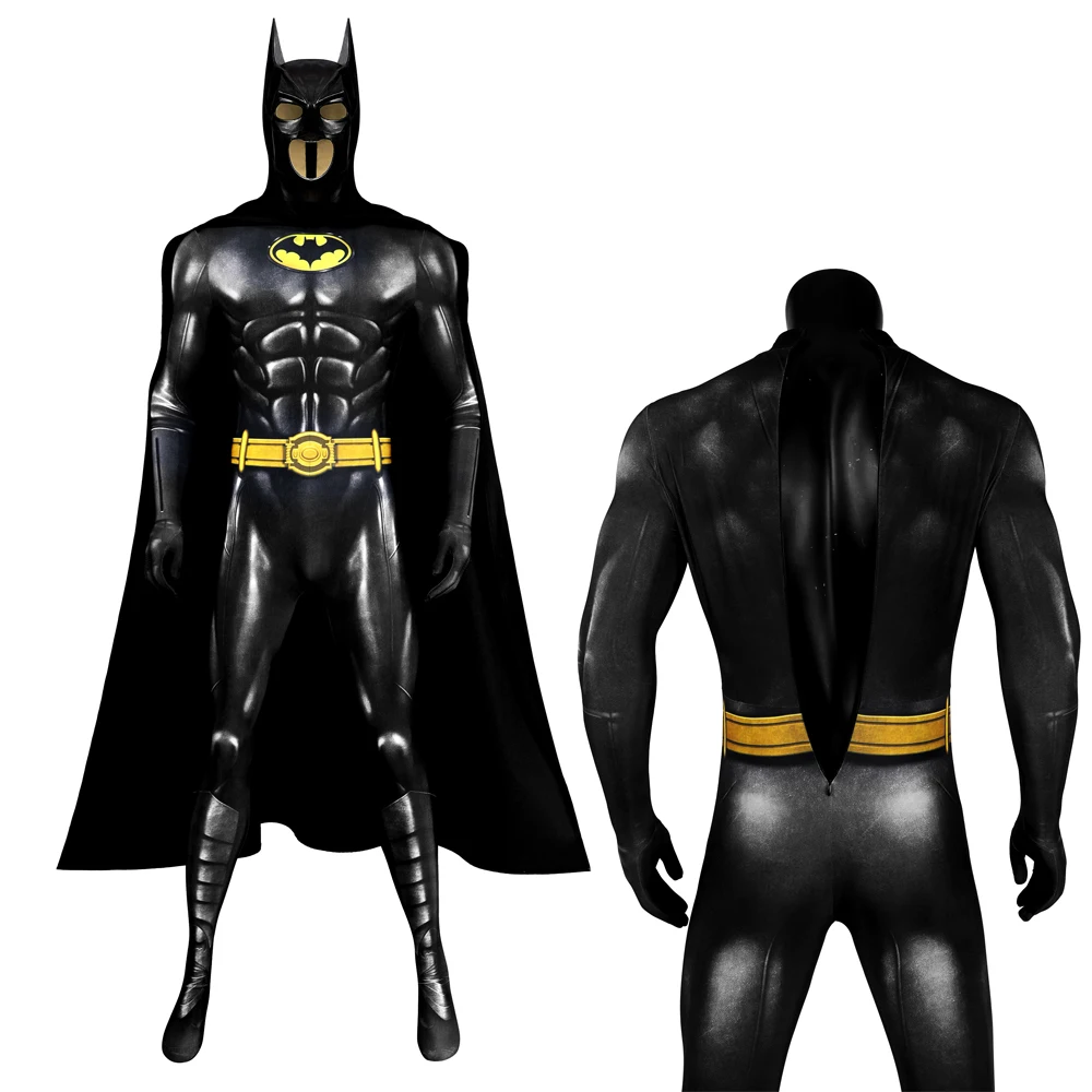 2023 neueste Fledermaus Cosplay Bruce Wayne Kostüm Superhelden Print Kleider und Umhänge neue Zentai Halloween Karneval Erwachsenen Kleidung