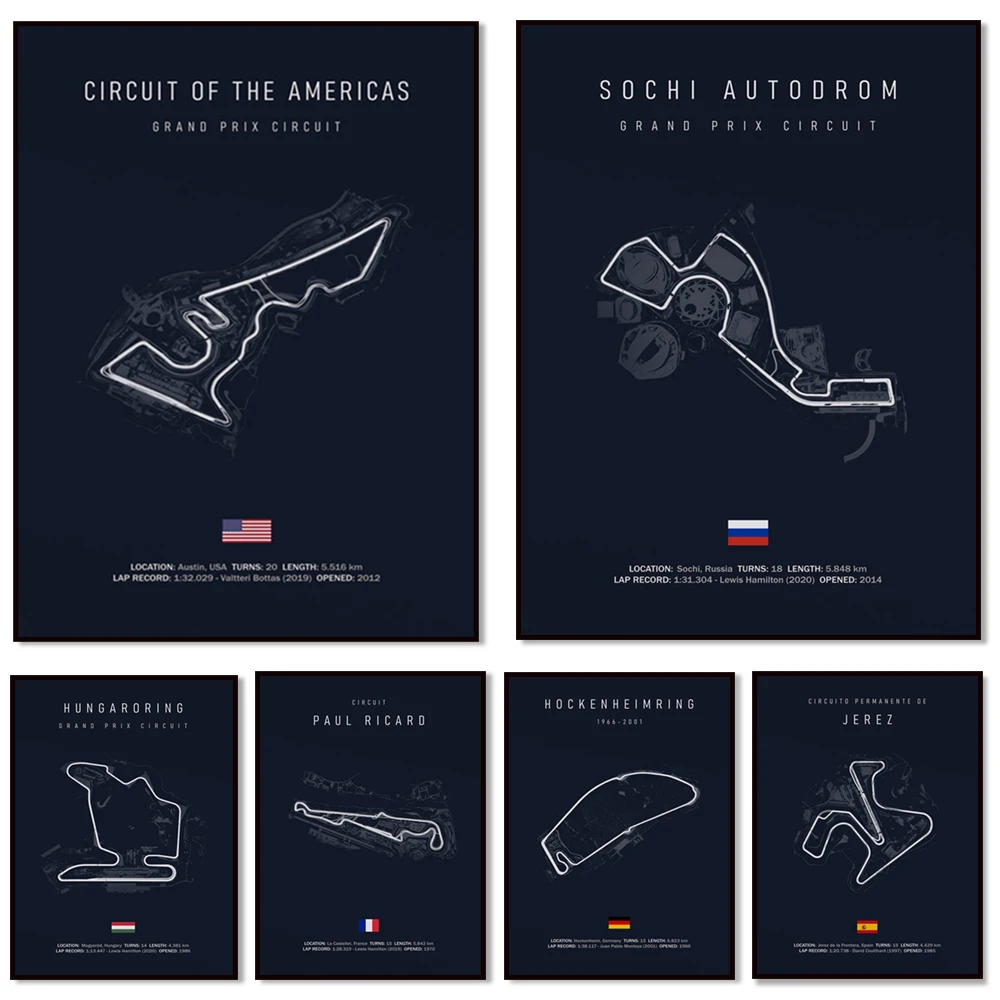 Hot Track Edition Rs Abstract  Race Car Circuit Poster Prints Wall Art Canvas Painting Picture Living Home Room Decor No Frame
