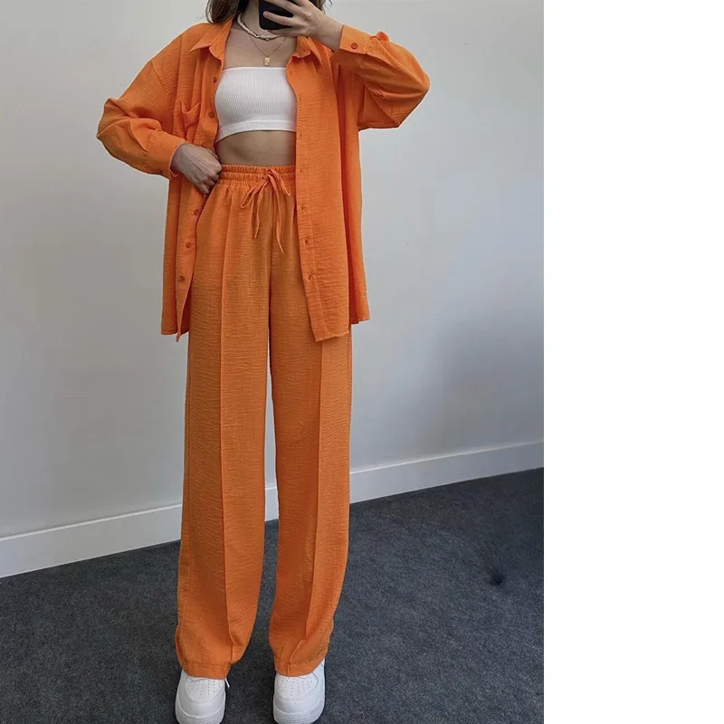 New hot ladies casual shirt suit spot spring autumn loose fashion solid color sports comfortable high-end career office