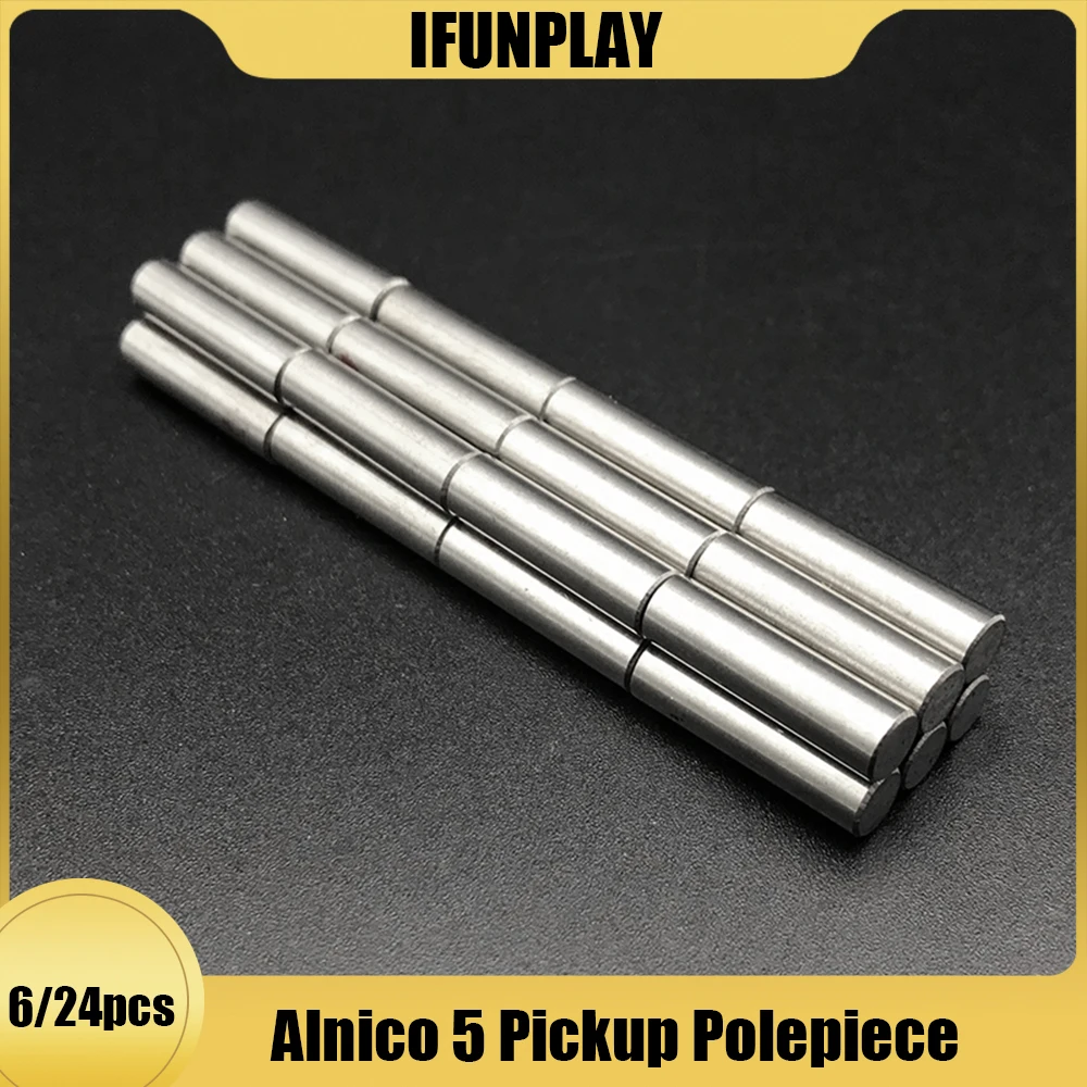 6/24pcs Alnico 5 Guitar Humbucker Pickup Magnetized Guitar Pickup Polepiece Slug Pole Slug Pickup Magnet Slug Rods 15mm/18mm