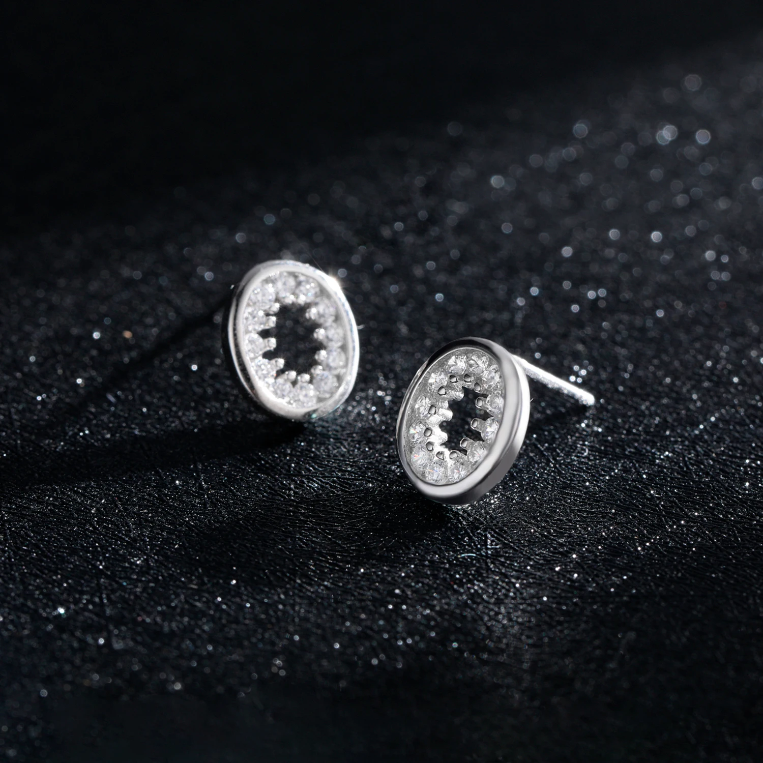 Modian Dazzling Full Paved Clear CZ Stud Earrings For Women 925 Sterling Silver Hollow Oval Wedding Statement Fine Jewelry