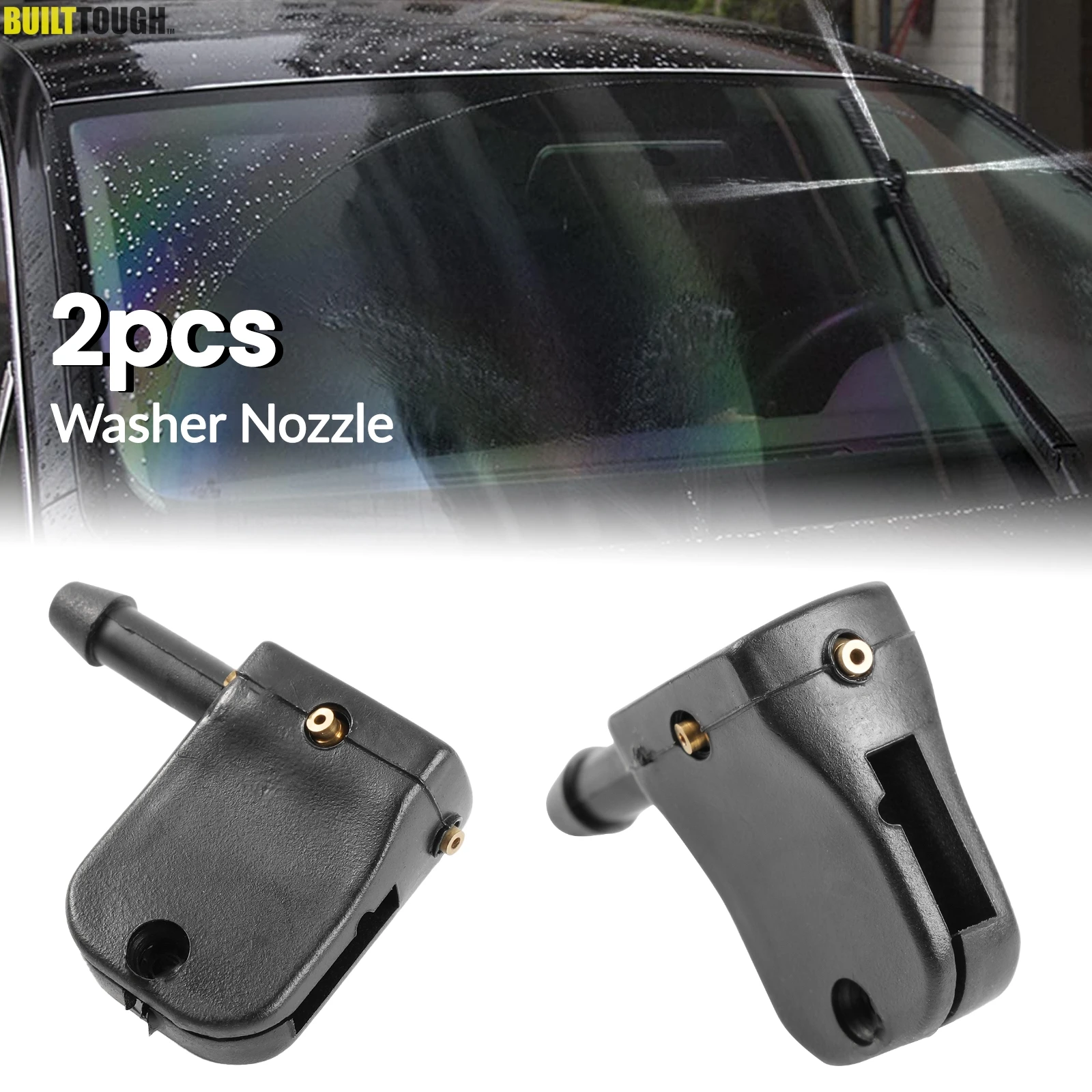 Universal 2X Front Windshield Wiper Arm Washer Nozzle Jet Spray Set Fits 8-12mm Hook Adjusted all Directions 3 Holes Washers