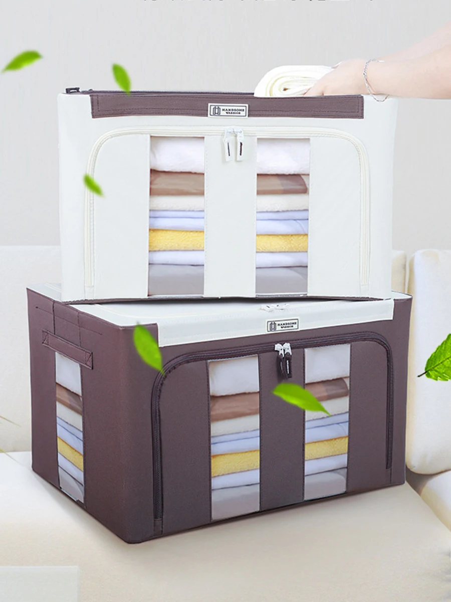 oxford-cloth-foldable-storage-box-steel-frame-large-capacity-for-clothes-underbed-organizer-european-style-pure-color-household