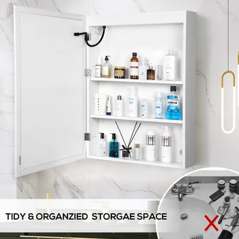 VOWNER 욕실 수납장 (LED 조명 및 거울 포함, 높이 조절 선반, 김 서림 방지, 3가지 색상 메모리 기능, 밝기 조절 기능) 8 best sales 욕실 세면대 수납장 - №1