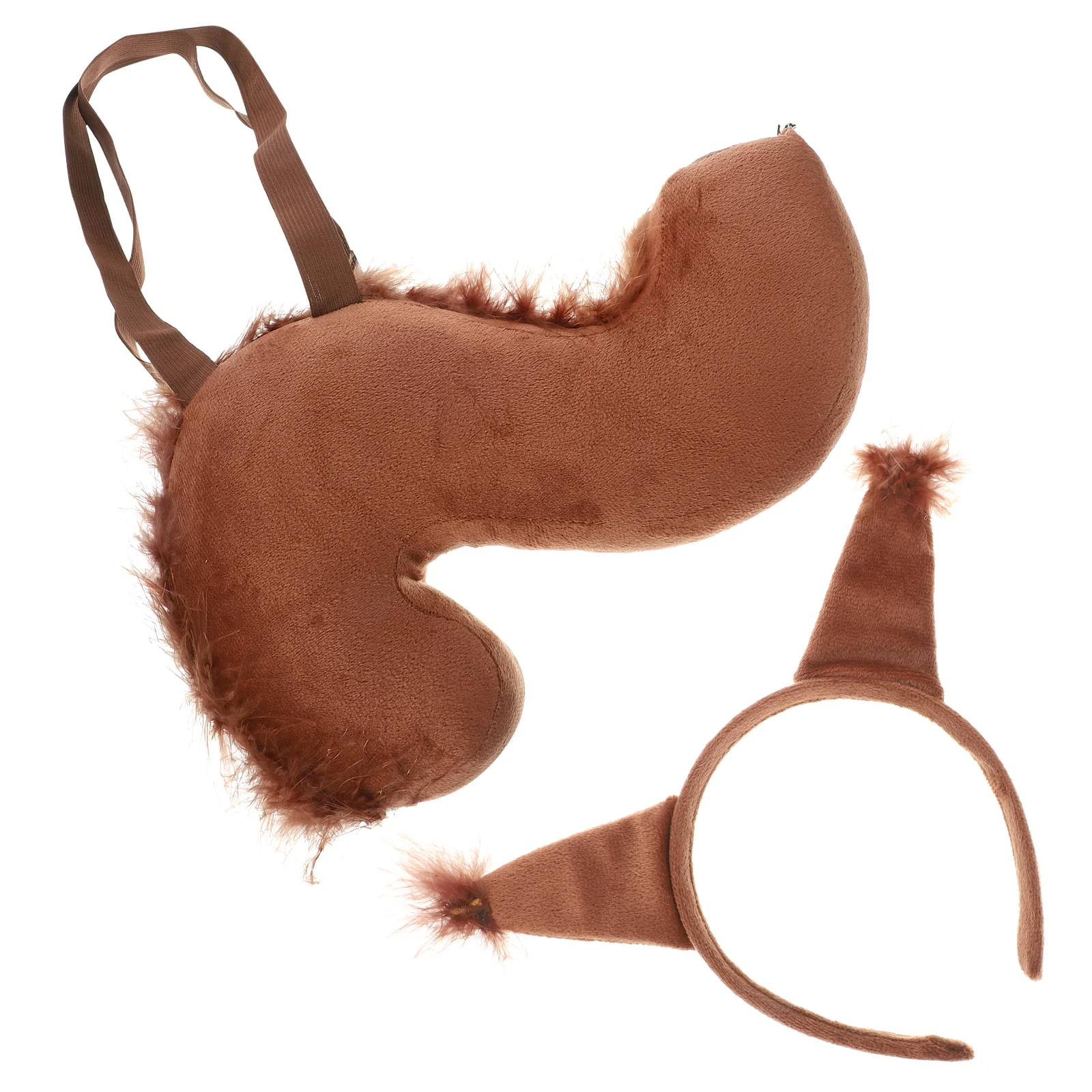 Plush Esquilo Orelhas Headband Set, Acessórios Cosplay, Cauda Falsa