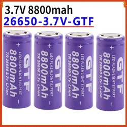 GTF - Rechargeable Lithium-ion Battery for LED Flashlight, Battery, 26650 3.7V 8800mah.
