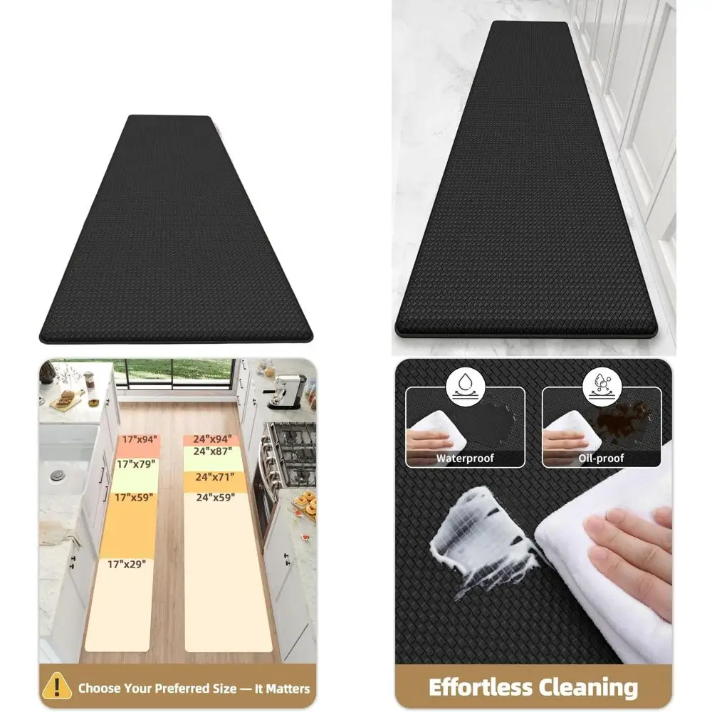 

24x59 Inch Wide Kitchen Anti-Fatigue Mat, Easy to Clean, Waterproof, Oil-Resistant, Anti-Slip Foam Rubber Rug for Comfortable St