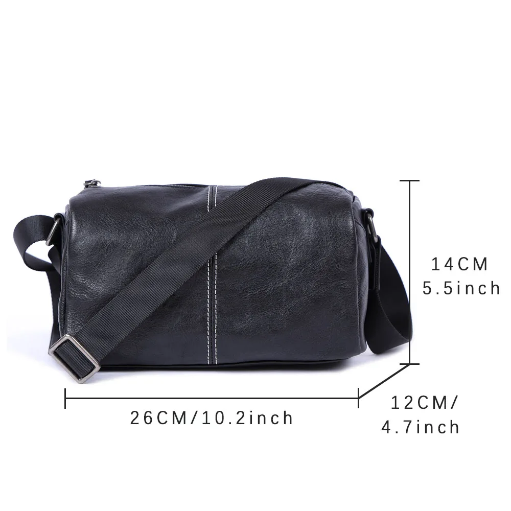 S.WORKER Modische Echtleder-Umhängetasche für Herren, Vollnarbig, Trendige Casual-Crossbody-Tasche, Mini-Umhängetasche für Handy und Schlüssel – Detail 3
