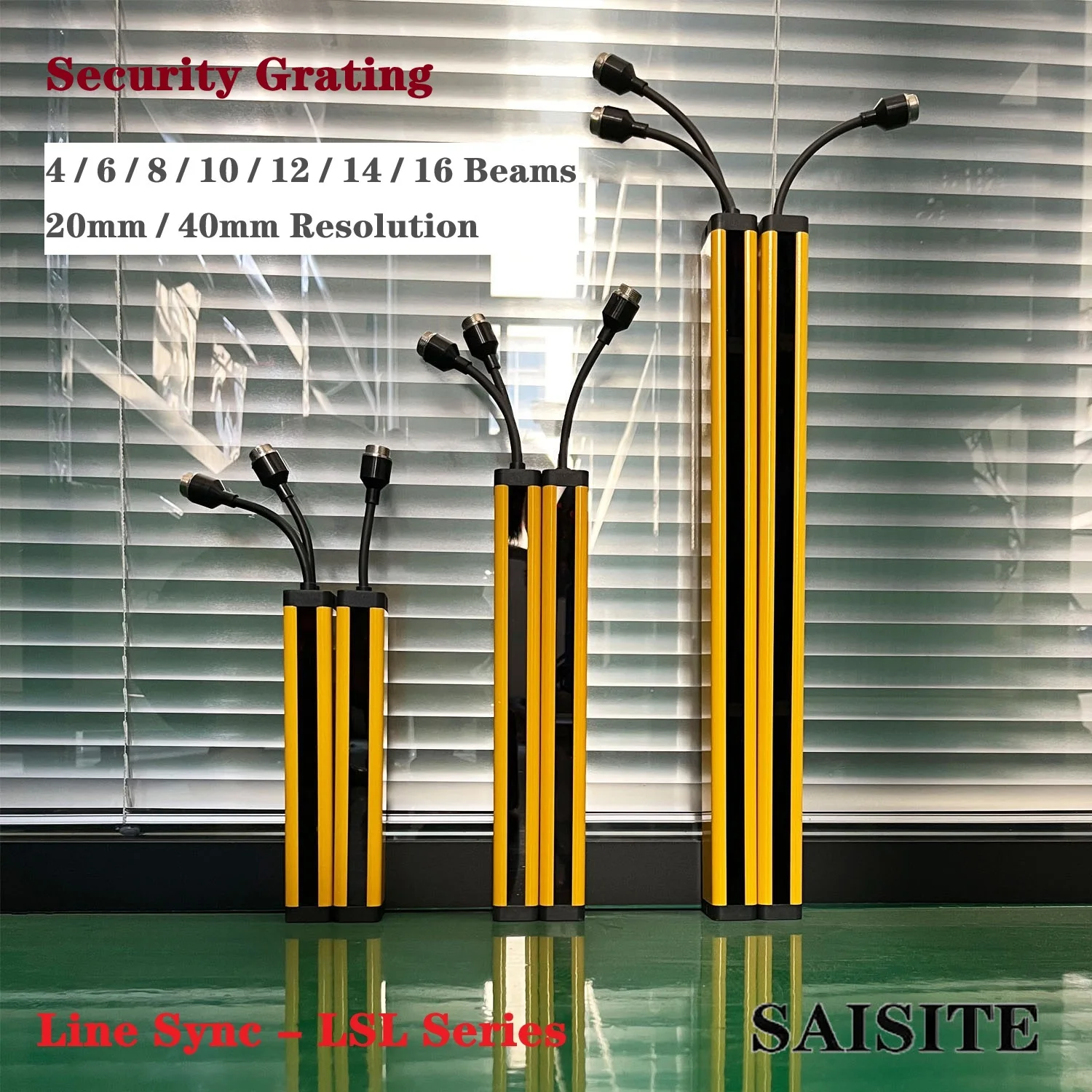 

SAISITE Safety Grating 4/6/8/10/12/14/16Beams 20mm/40mm Resolution Safety Light Curtain Sensor Switch Security Protection Device