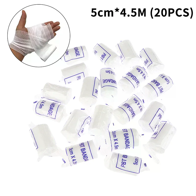 20Rolls/lot 5cmx4.5m PBT Elastic Bandage First Aid Kit Gauze Roll Wound Dressing Nursing Emergency Care Bandage