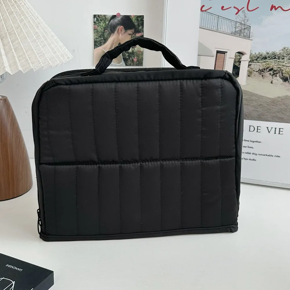 

Portable Oxford Cloth Standing Makeup Bag Large Capacity with Compartments Toiletry Bag Waterproof Student Pen Pouch for Travel