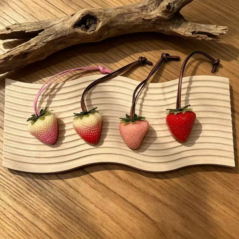 1Pcs Bag Accessories Jewelry 3D Resin Strawberry Bag Charm Cute Keychain Pendant For Phone Lanyard Christmas Gifts